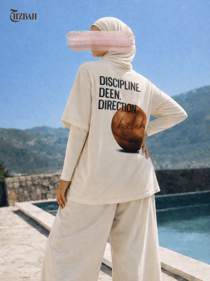 Discipline Deen Direction | Oversized T-Shirt - Off - White - Hizbah
