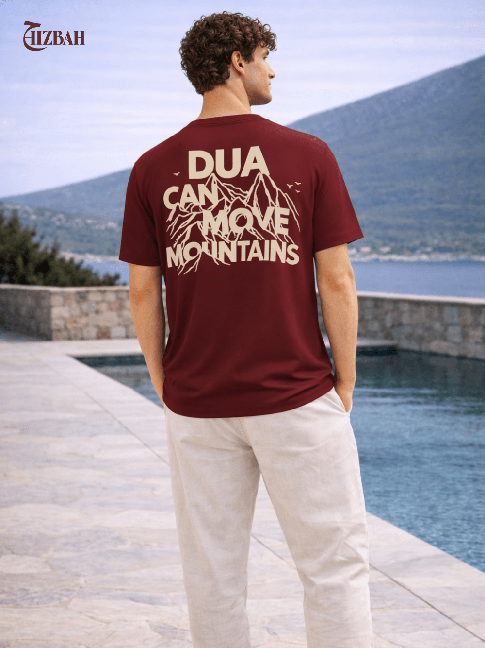 Dua Can Move Mountains | Regular Fit T-Shirt - Maroon - Hizbah