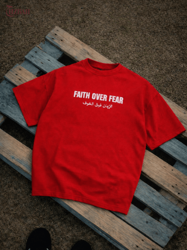 Faith Over Fear | Oversized T-Shirt - Red
