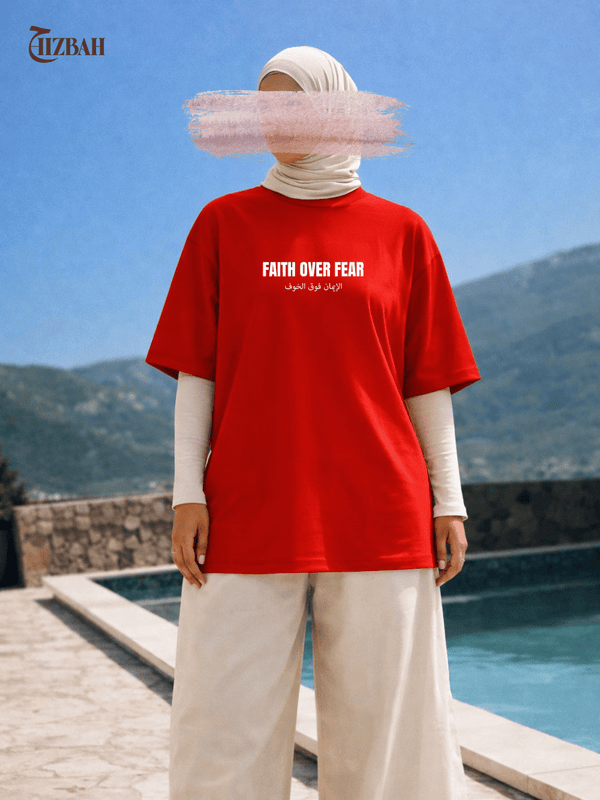 Faith Over Fear | Oversized T-Shirt - Red