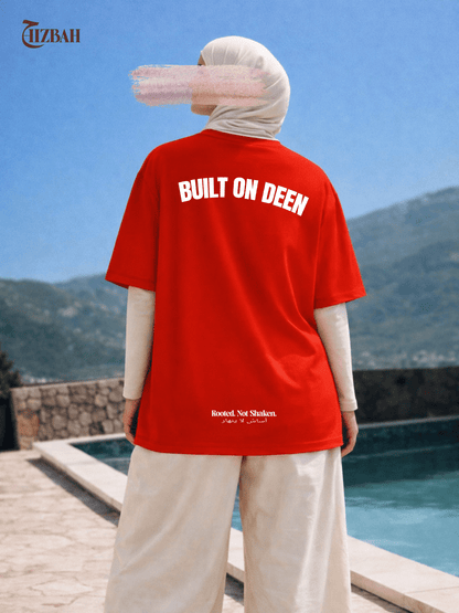 Faith Over Fear | Oversized T-Shirt - Red - Hizbah