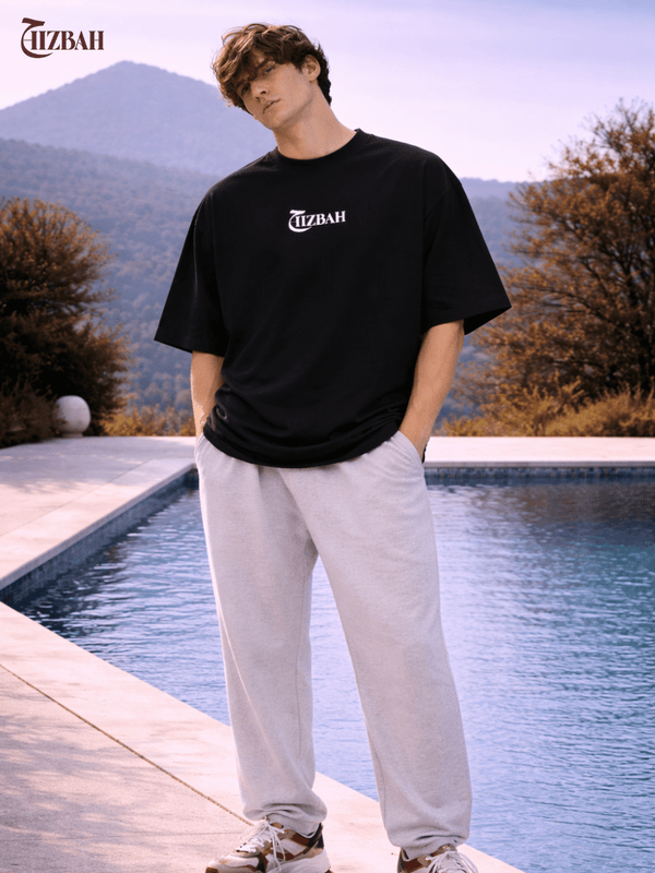 Palestine Heritage Stamp Graphic | Oversized T-Shirt - Black