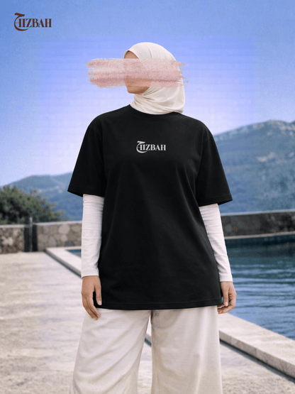 Palestine Heritage Stamp Graphic | Oversized T-Shirt - Black - Hizbah