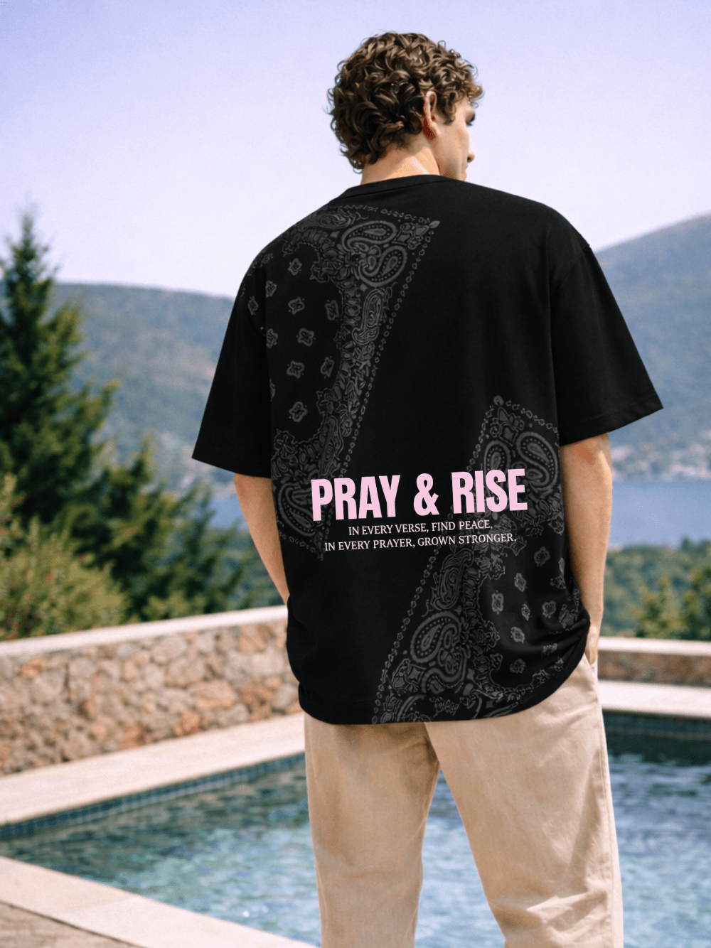 Pray and Rise | Oversized T-Shirt - Black - Hizbah