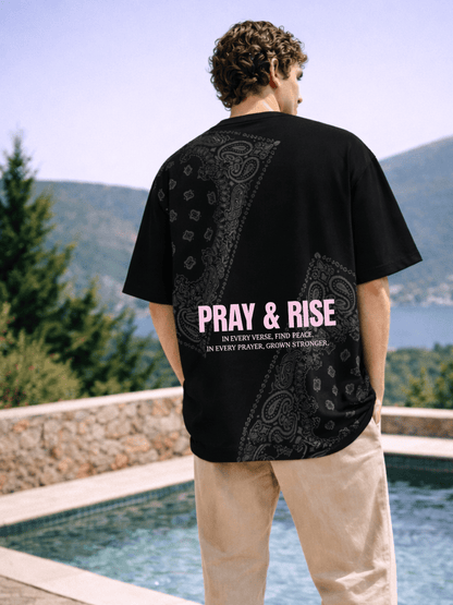 Pray and Rise | Oversized T-Shirt - Black - Hizbah