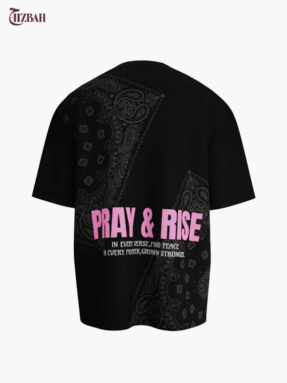 Pray and Rise | Oversized T-Shirt - Black - Hizbah