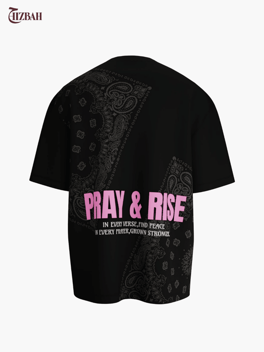 Pray and Rise | Oversized T-Shirt - Black - Hizbah